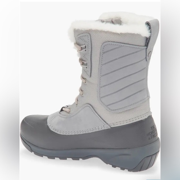 THE NORTH FACE Shellista IV Grey Fur Insulated Waterproof Winter Boots Size 8 - Picture 4 of 5